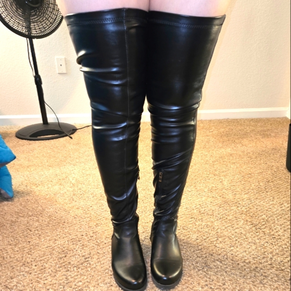 Black thigh boots, size 8.5, women